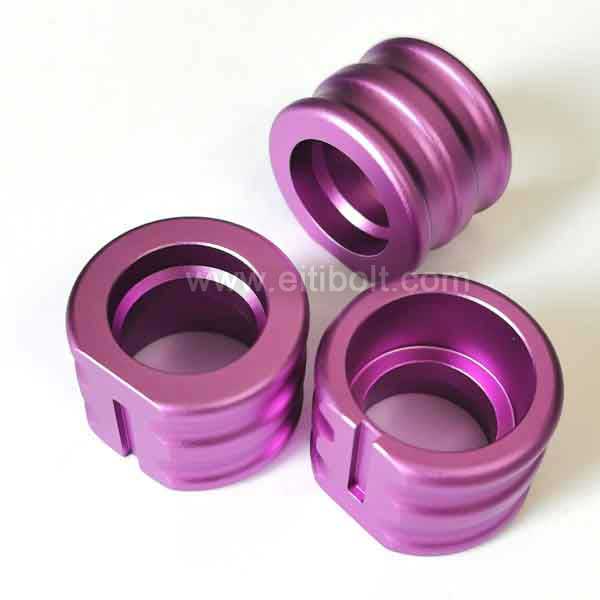 Custom CNC Machined Purple Anodized Aluminum Stop Sleeve